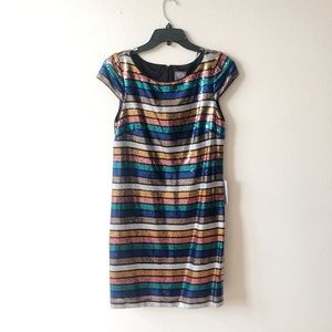 Vince Camuto multicolor striped sequin dress